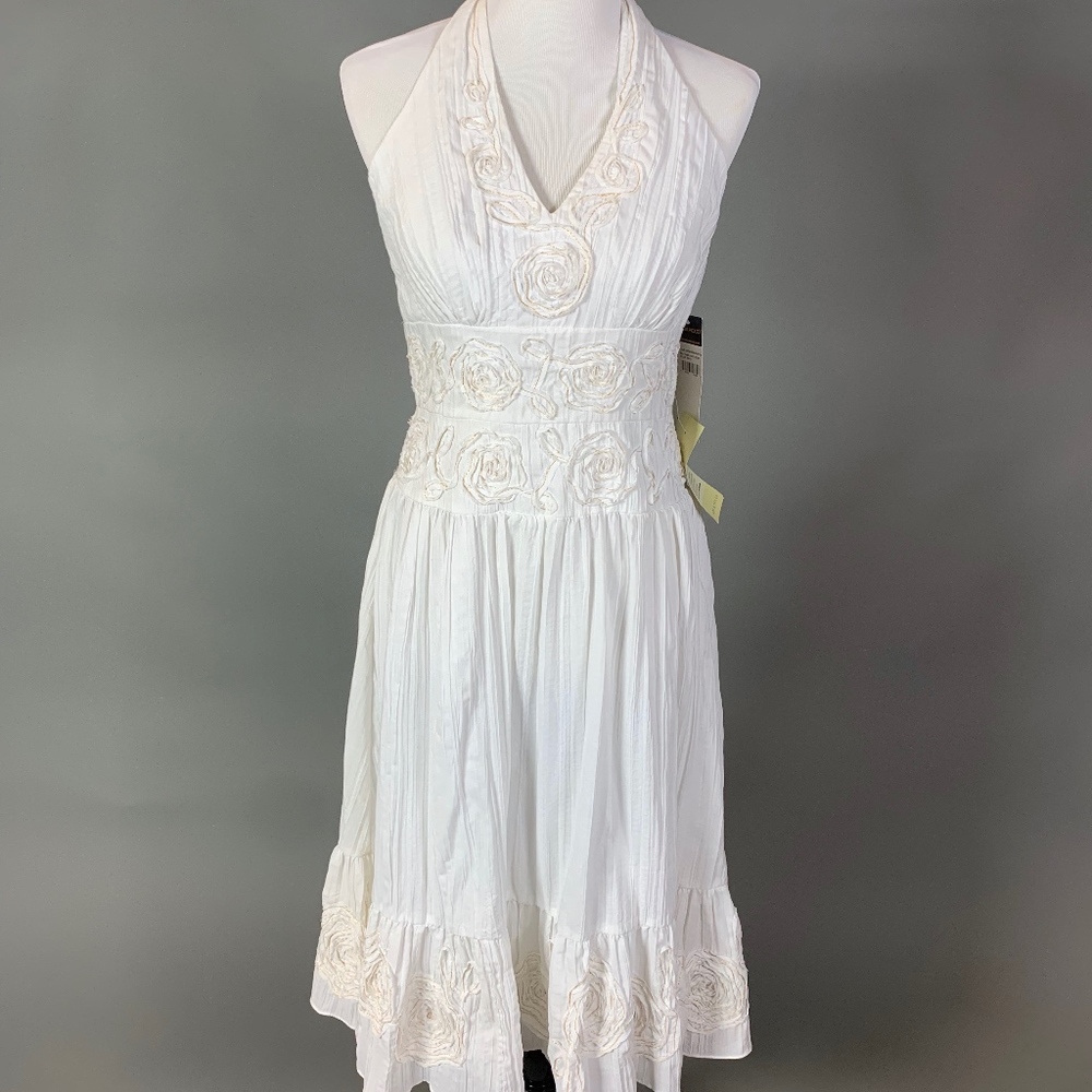 Donna Ricco White Halter Sun Dress